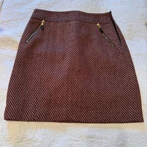 Ann Taylor Brown Wool Textured Pencil Skirt